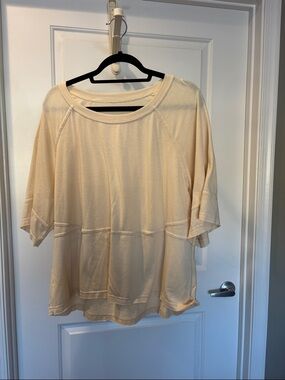 Relaxed Cream Women’s Top - Lightweight Scoop Neck